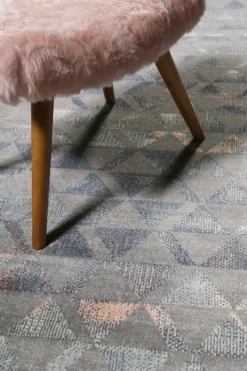 Teppich Grau Taupe Rosa Kurzflor 