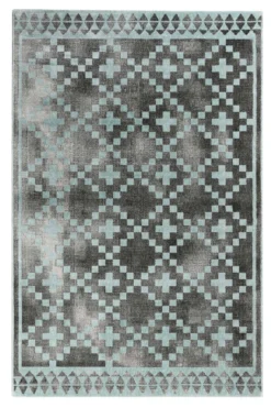 Teppich Grau Türkis Kurzflor 