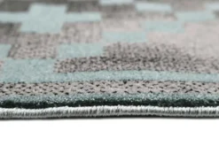 Teppich Grau Türkis Kurzflor 
