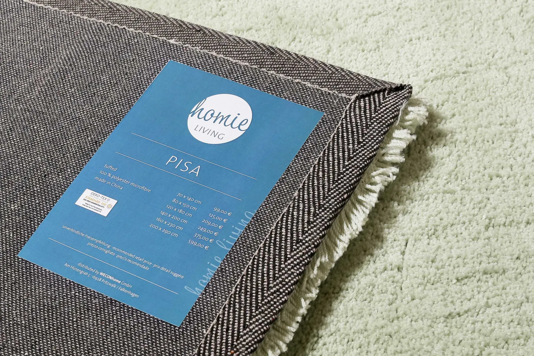 Teppich Grün Gelb Hochflor "Pisa" Homie Living