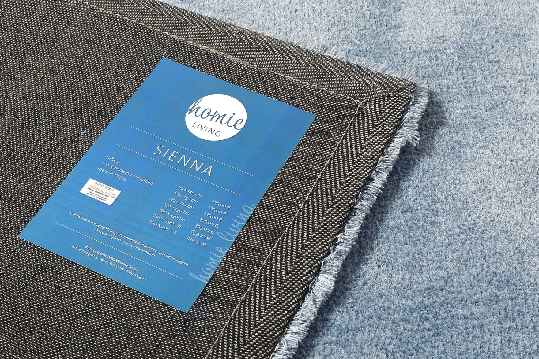 Teppich Hellblau meliert Hochflor "Sienna" Homie Living