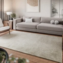 Teppich Hellgrau Creme Hochflor "Pisa" Homie Living