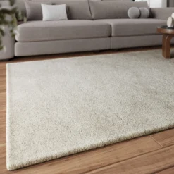 Teppich Hellgrau Creme Hochflor