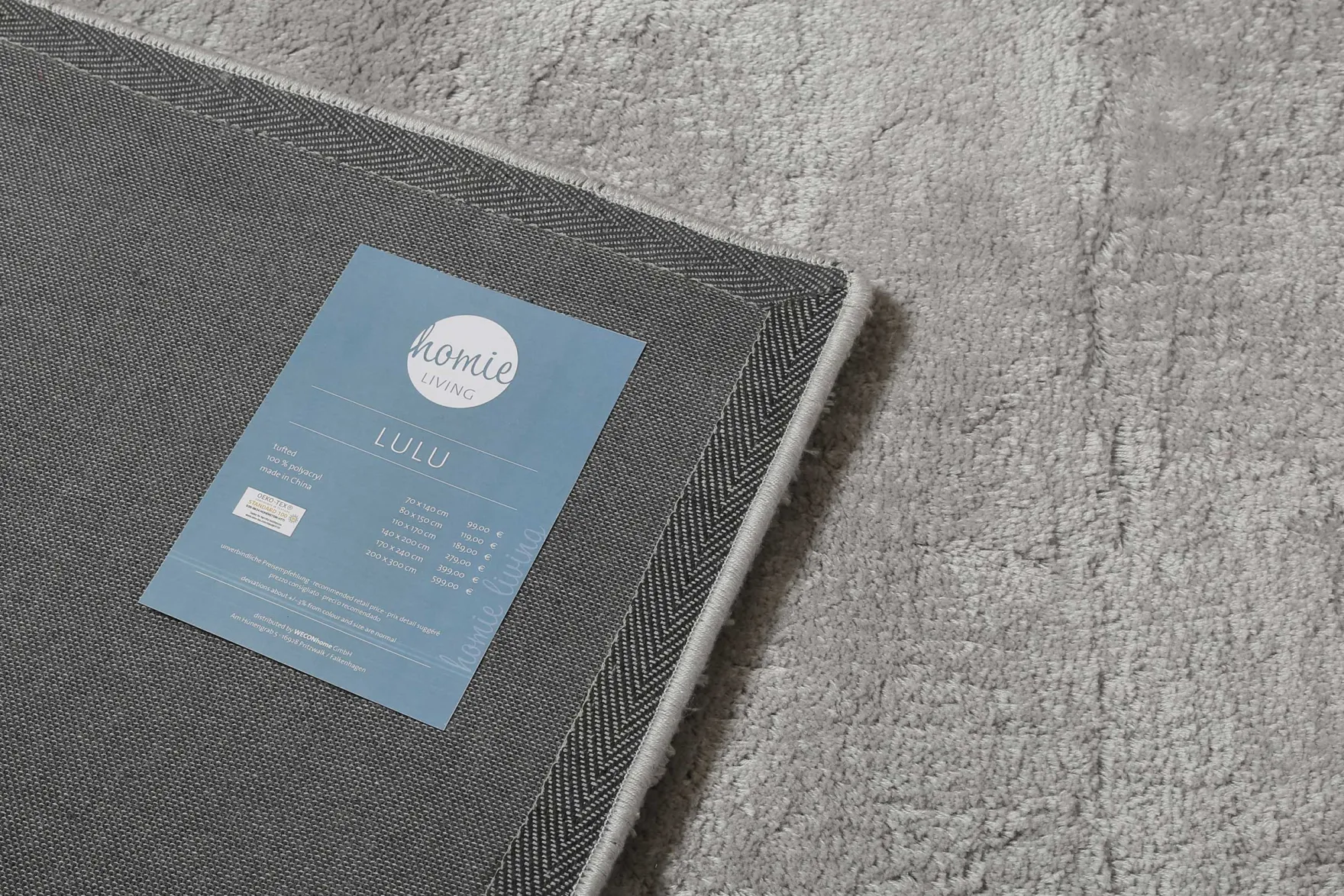Teppich Hellgrau Hochflor B-Ware "Lulu" Homie Living