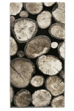 Teppich Holzbraun Schwarz Kurzflor