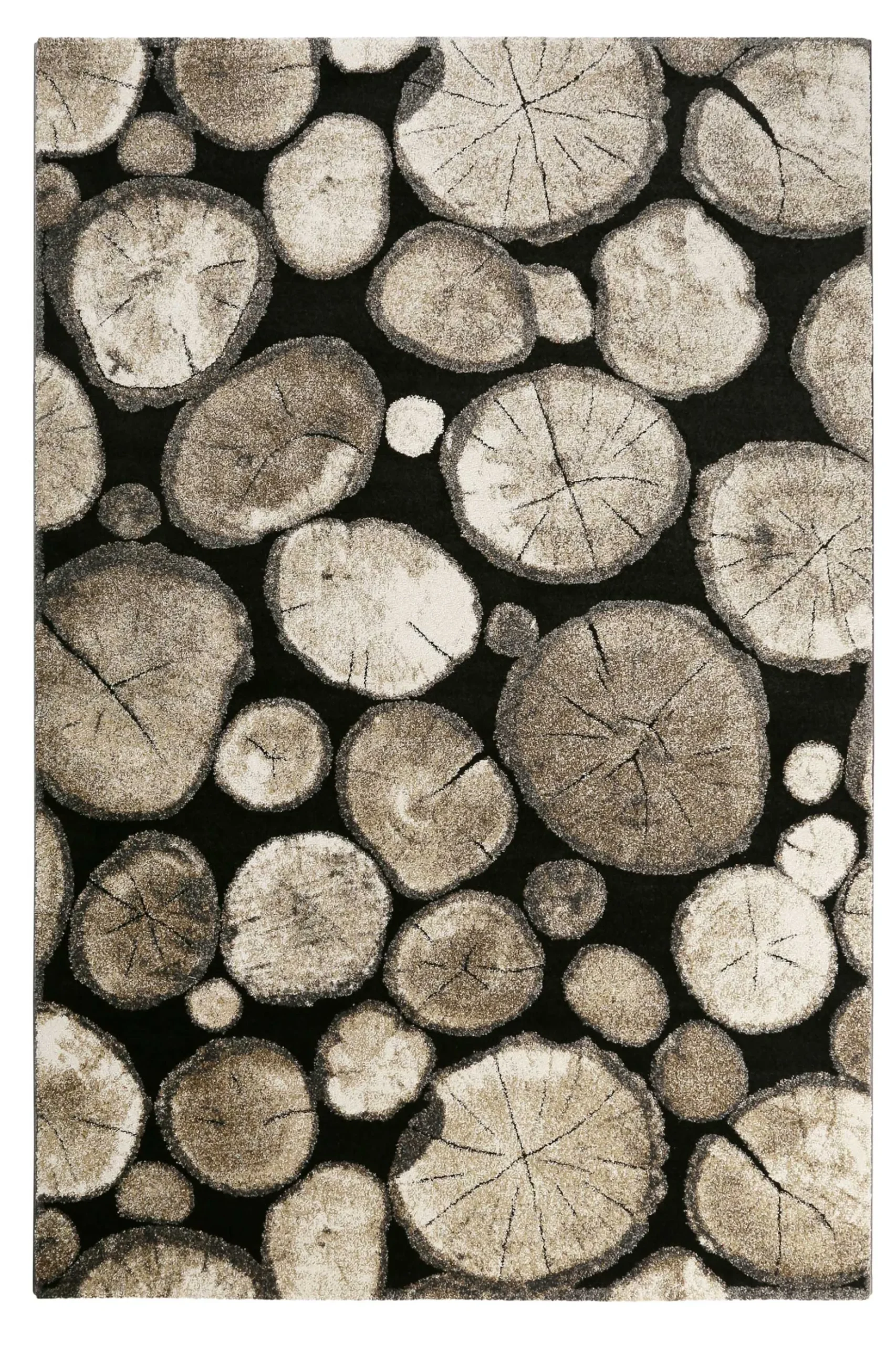 Teppich Holzbraun Schwarz Kurzflor "Logs" WECONhome