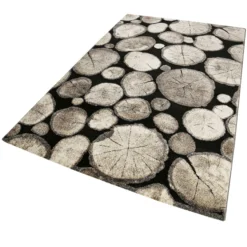 Teppich Holzbraun Schwarz Kurzflor