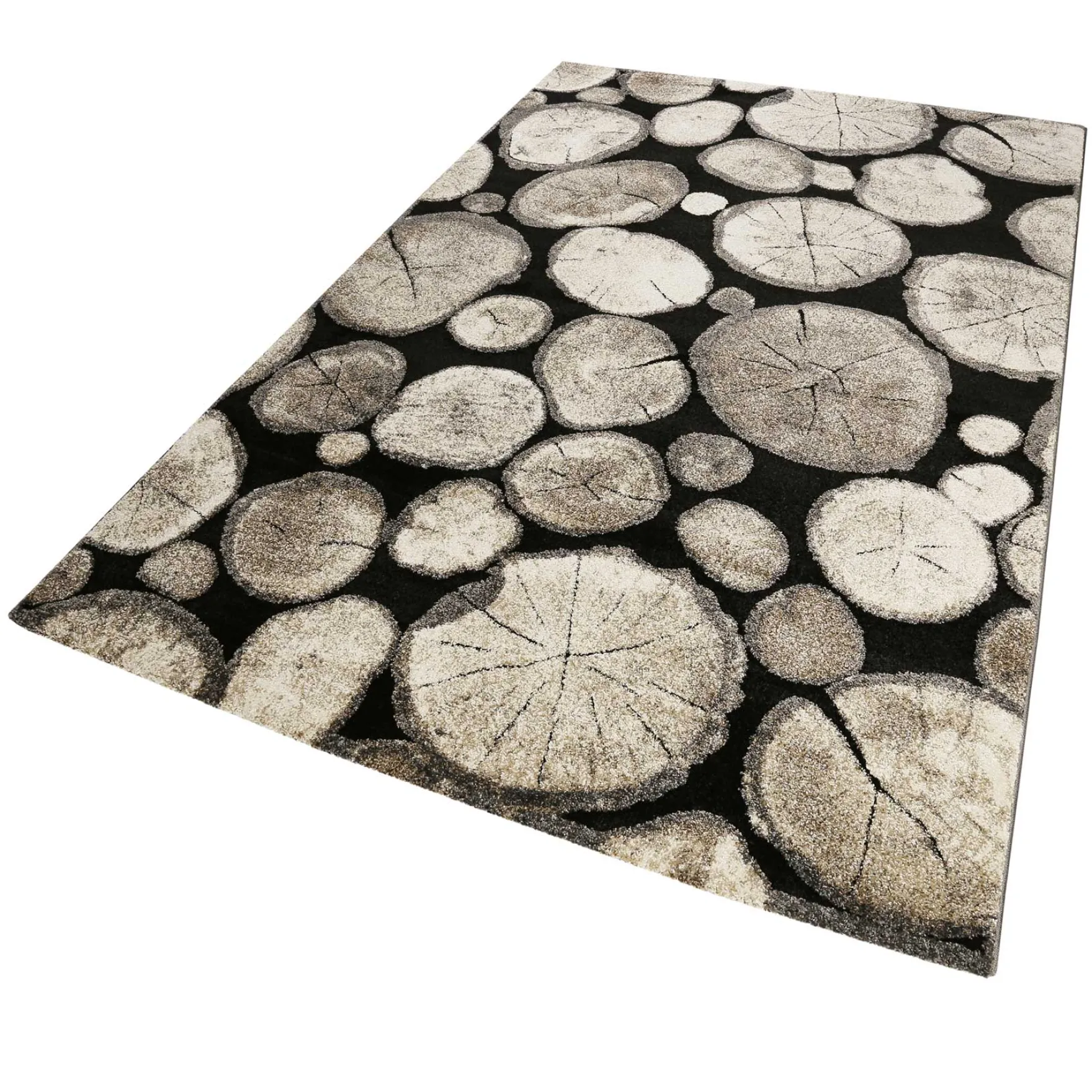 Teppich Holzbraun Schwarz Kurzflor "Logs" WECONhome