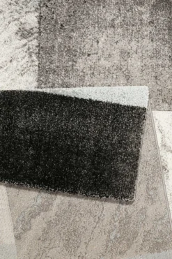 Teppich Kurzflor Grau Silber Blau 