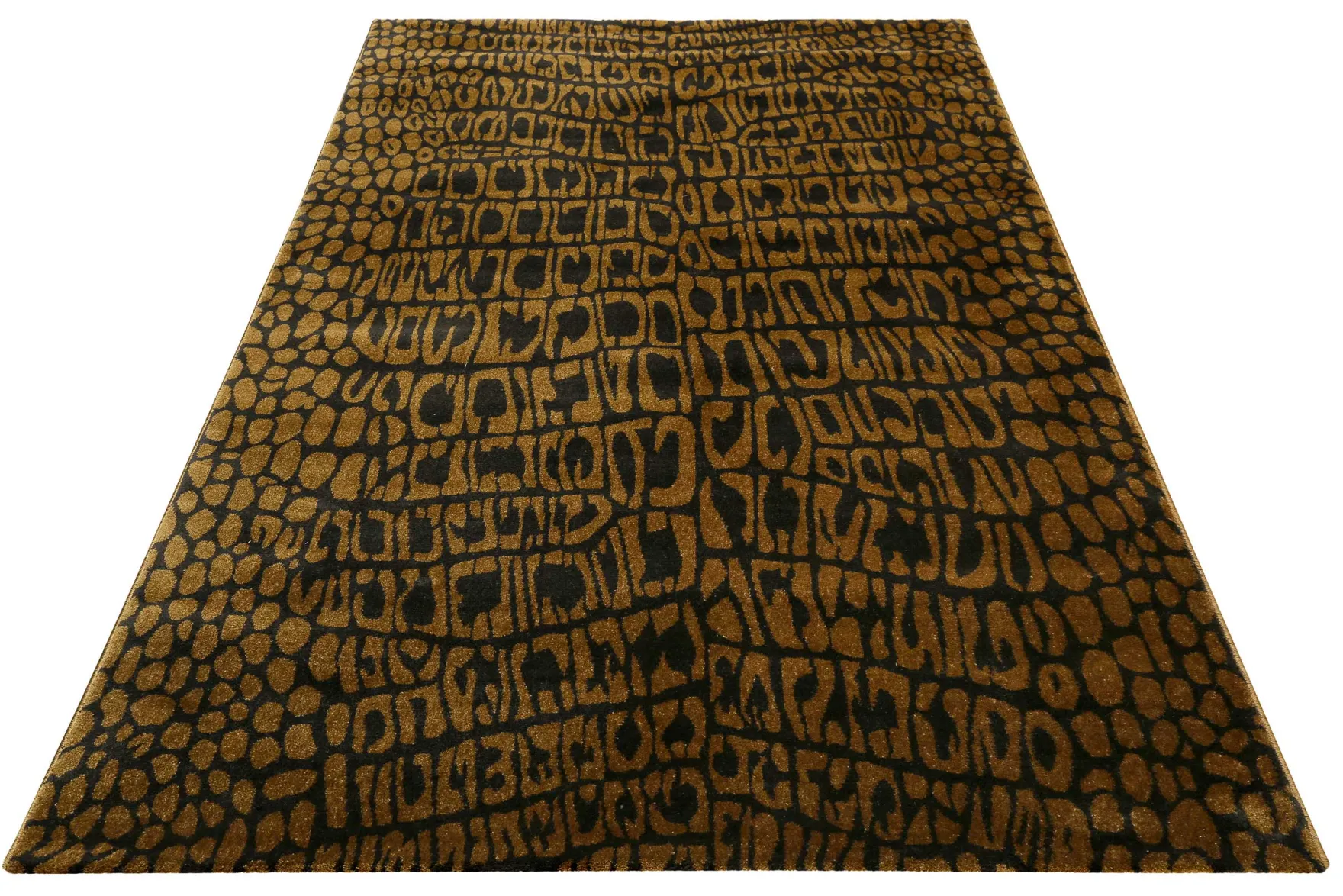 Teppich Messing Braun Kurzflor "Croco" WECONhome