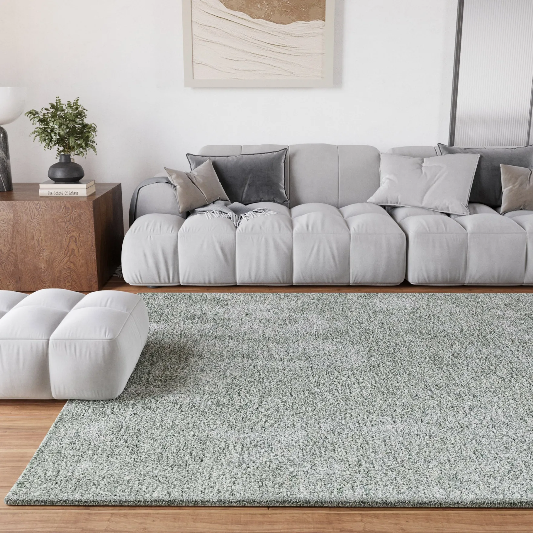 Teppich Mintgrün meliert Hochflor "Pisa" Homie Living