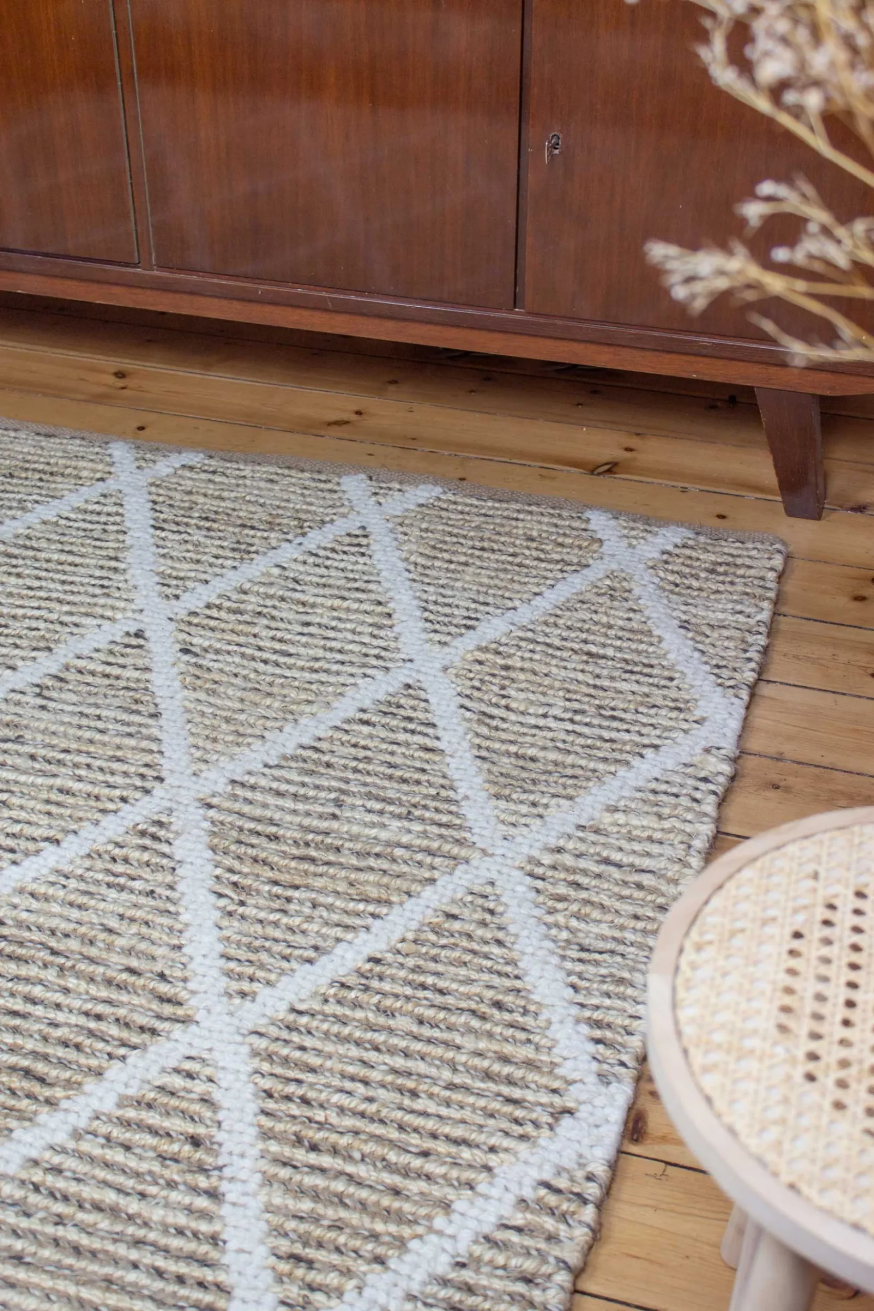 Teppich Naturfarben aus Jute & Wolle "Novella" Green Looop