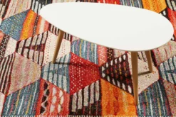 Teppich Orange Rot Beige Kurzflor 