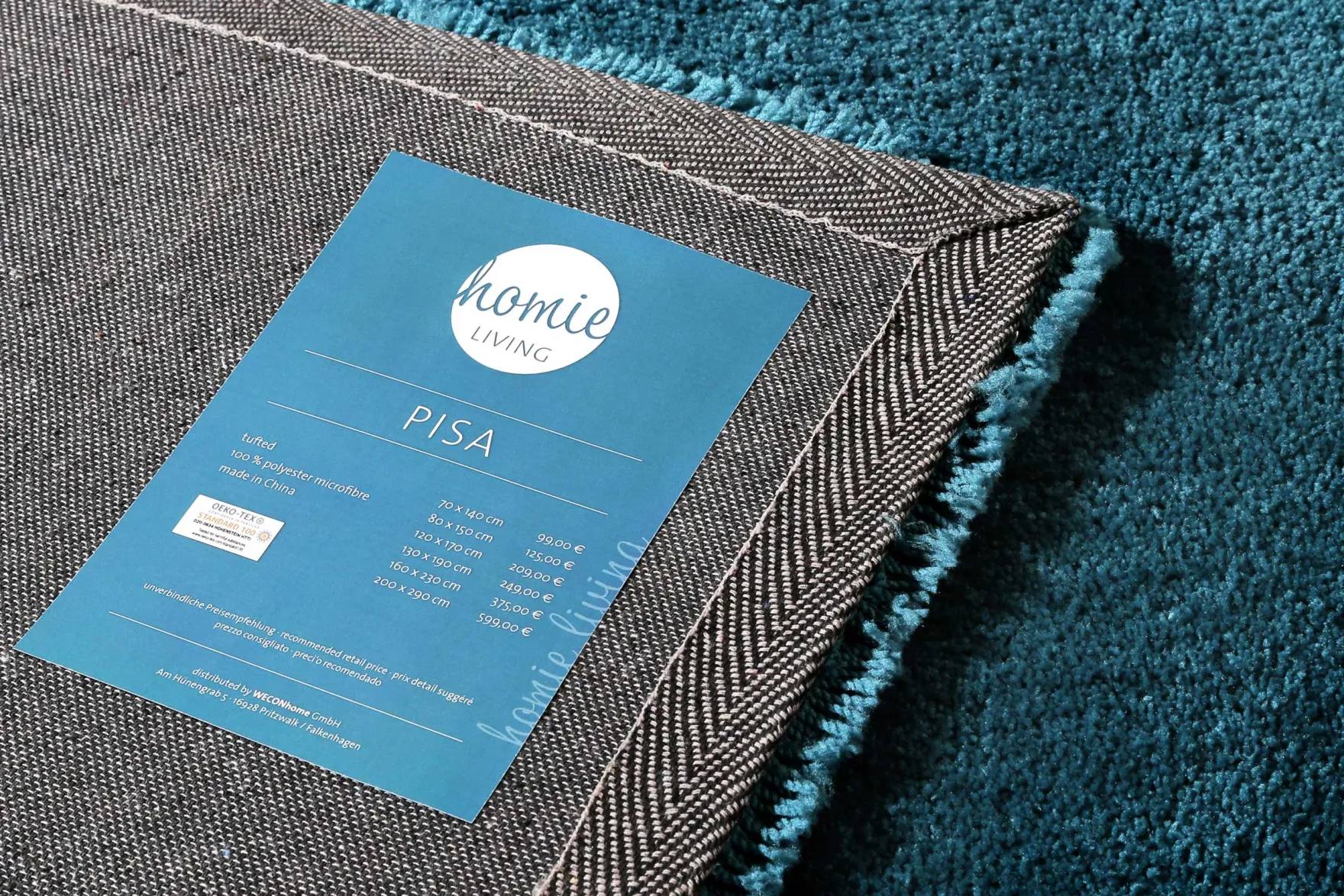 Teppich Petrol Hochflor "Pisa" Homie Living