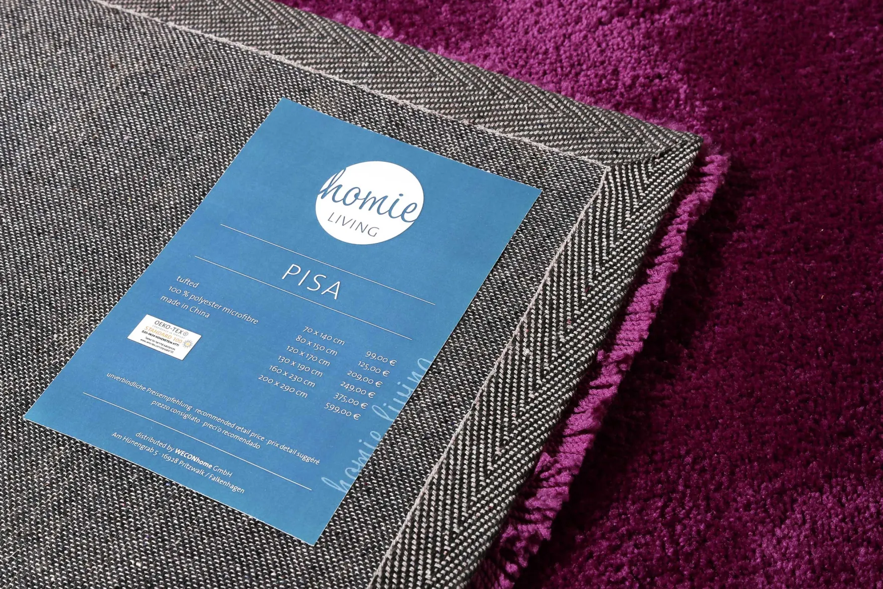 Teppich Pink Violett Hochflor "Pisa" Homie Living