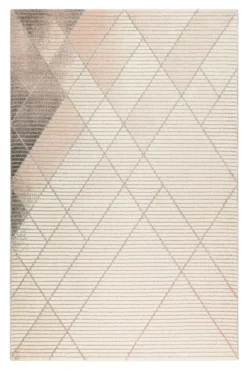 Teppich Rosa Creme Grau Kurzflor 