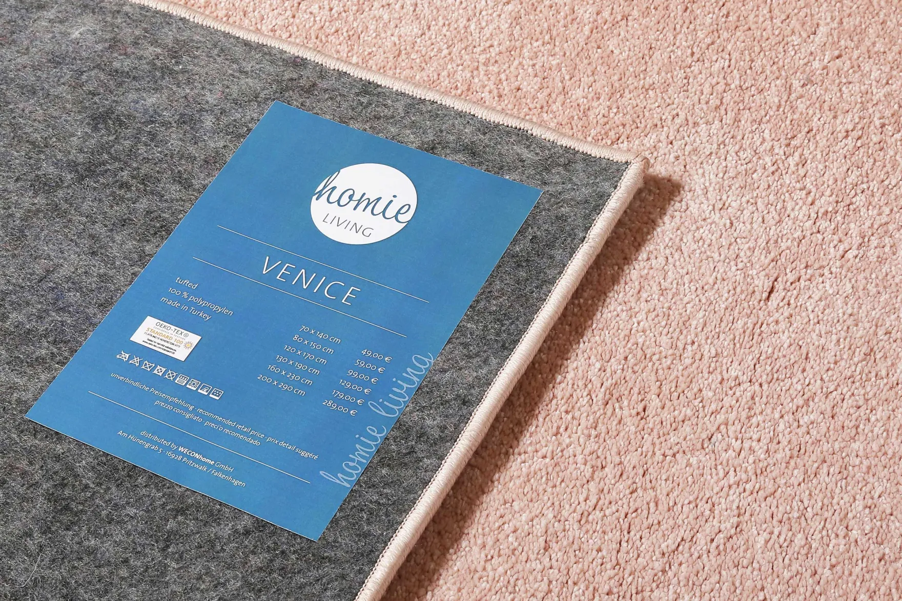 Teppich Rosa Kurzflor weich & soft "Venice" Homie Living