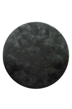 Teppich Rund Anthrazit Grün Hochflor "Pisa" Homie Living