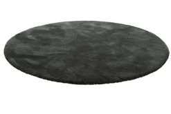 Teppich Rund Anthrazit Grün Hochflor "Pisa" Homie Living