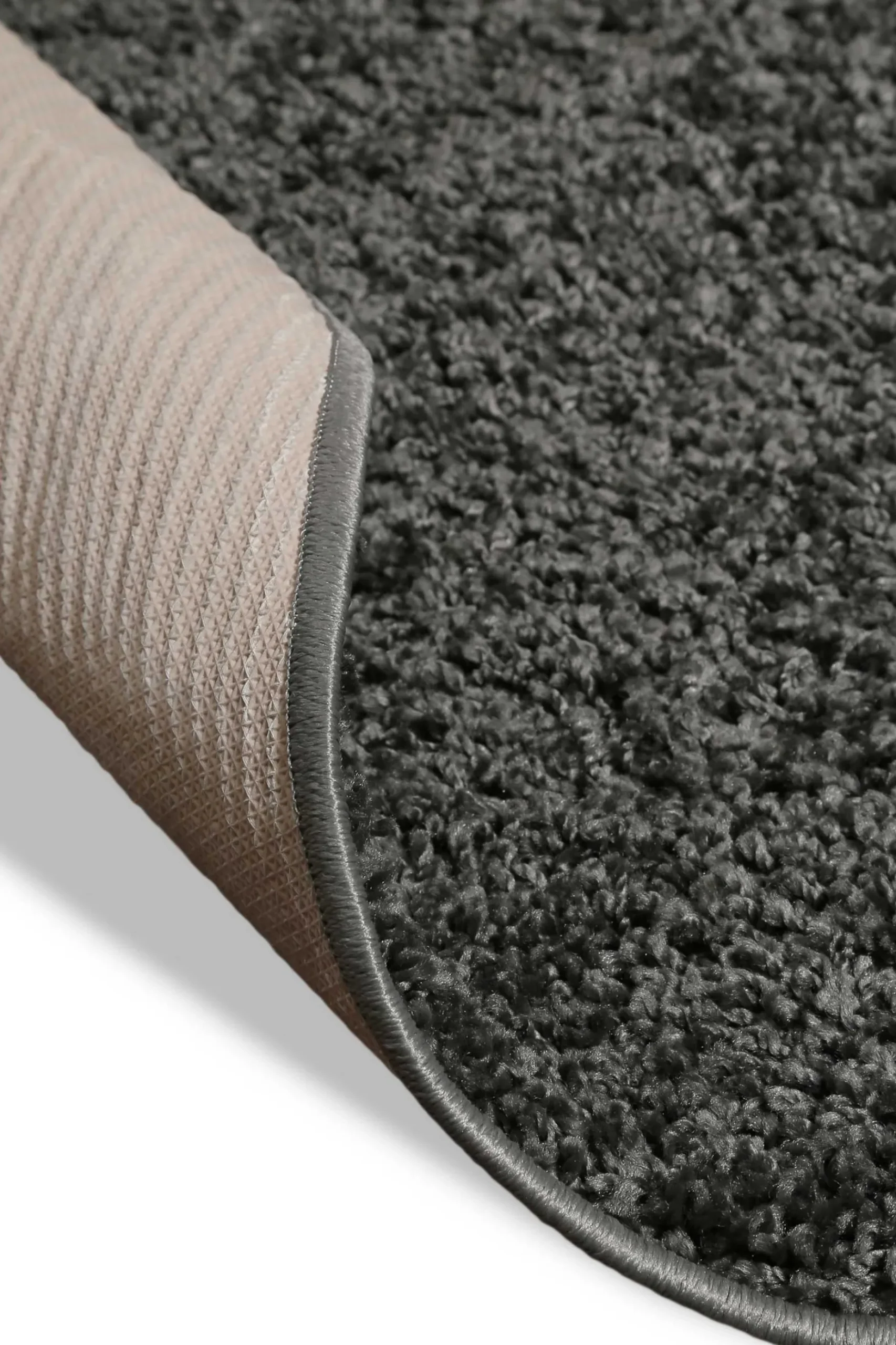 Teppich Rund Anthrazit Hochflor "Greta" WECONhome Basics