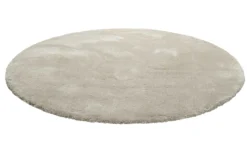 Teppich Rund Beige Grau Hochflor 