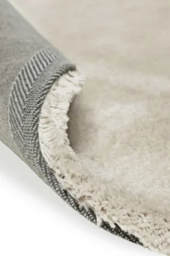 Teppich Rund Beige Grau Hochflor 