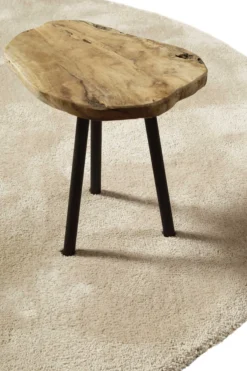 Teppich Rund Beige Hochflor