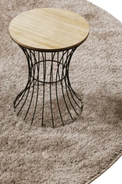 Teppich Rund Beige Sand Hochflor