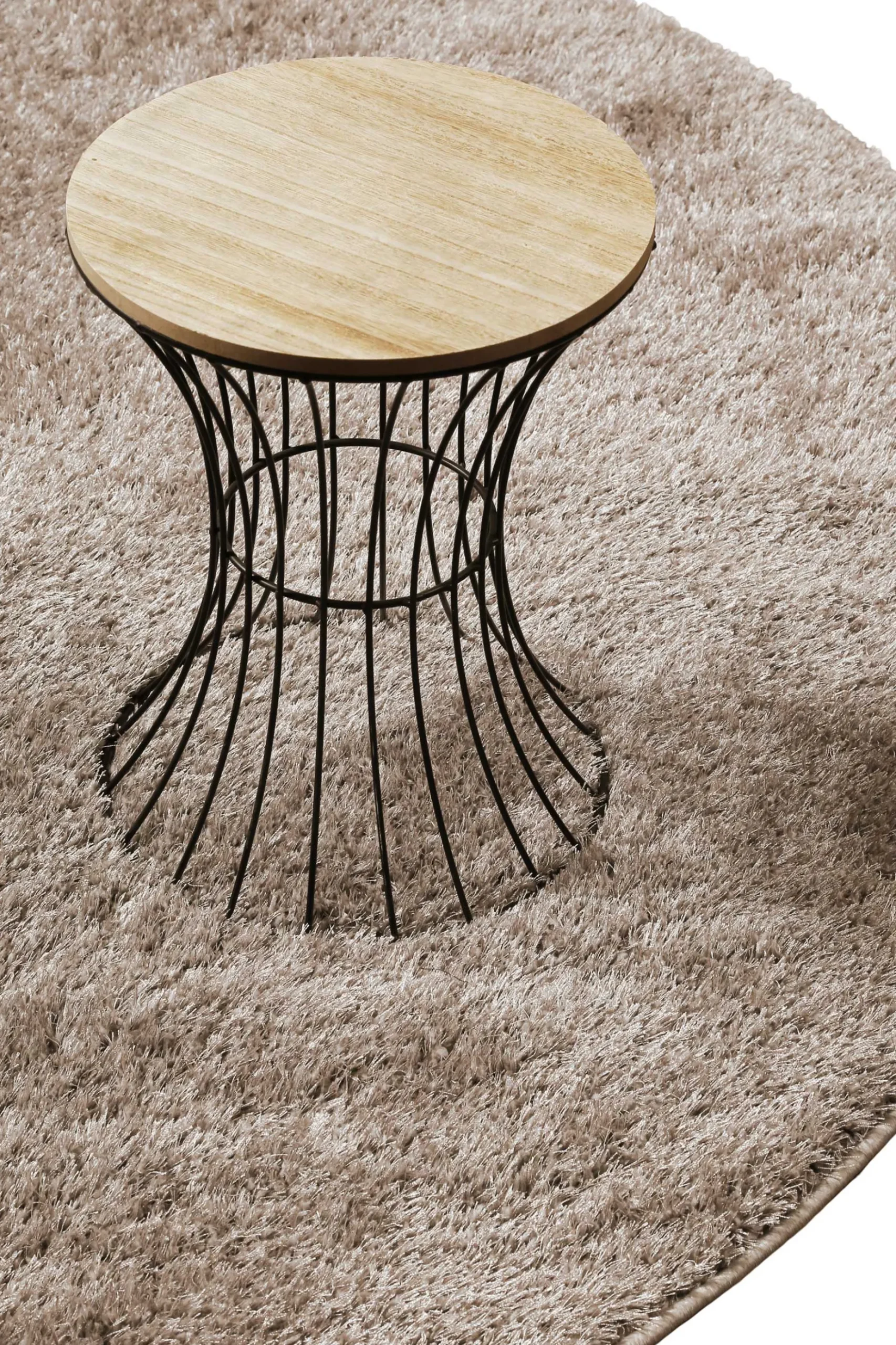 Teppich Rund Beige Sand Hochflor "Fanny" WECONhome Basics