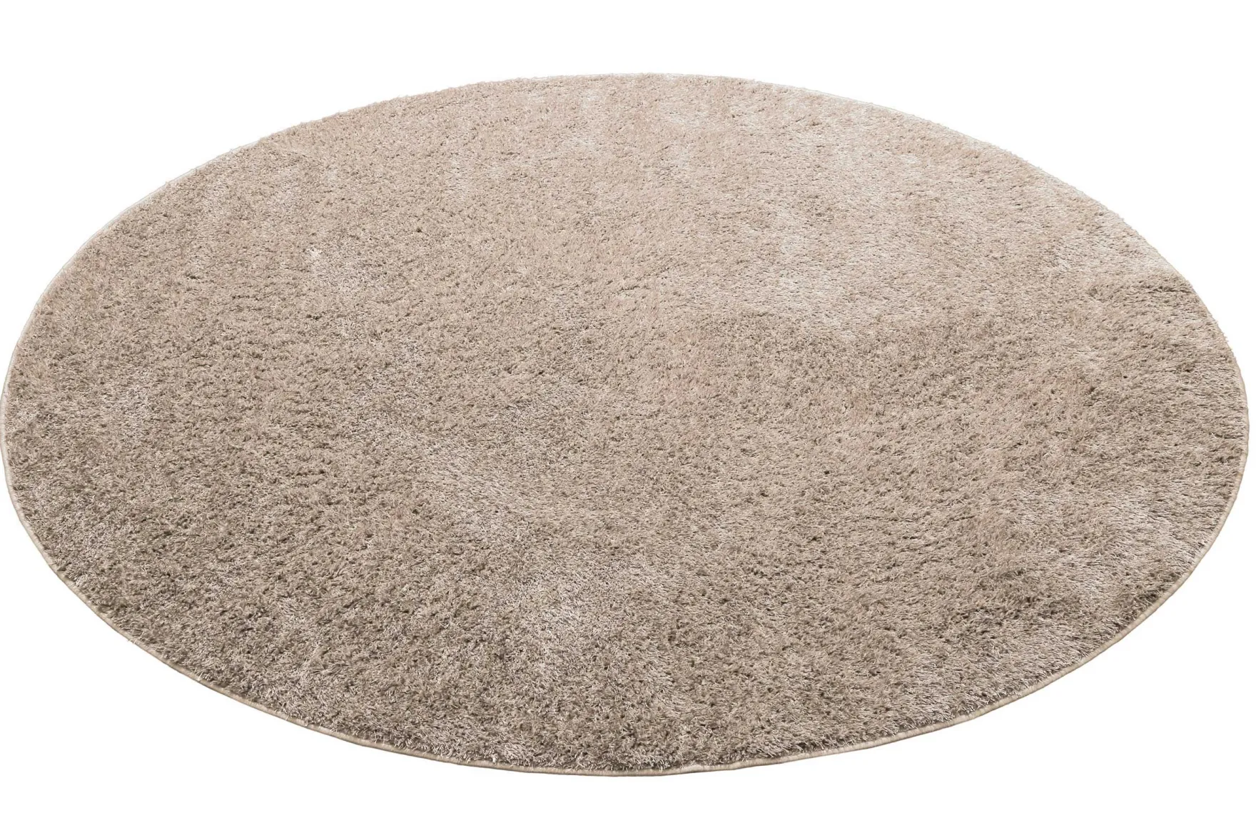 Teppich Rund Beige Sand Hochflor "Fanny" WECONhome Basics