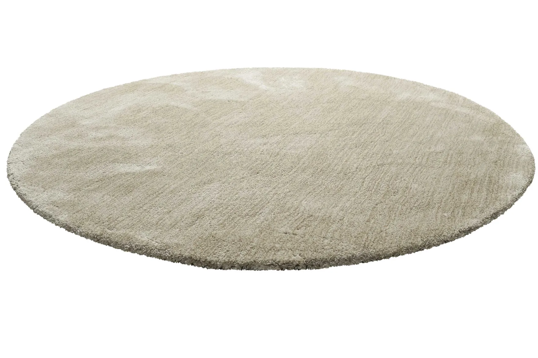 Teppich Rund Beige Sand meliert Hochflor "Pisa" Homie Living