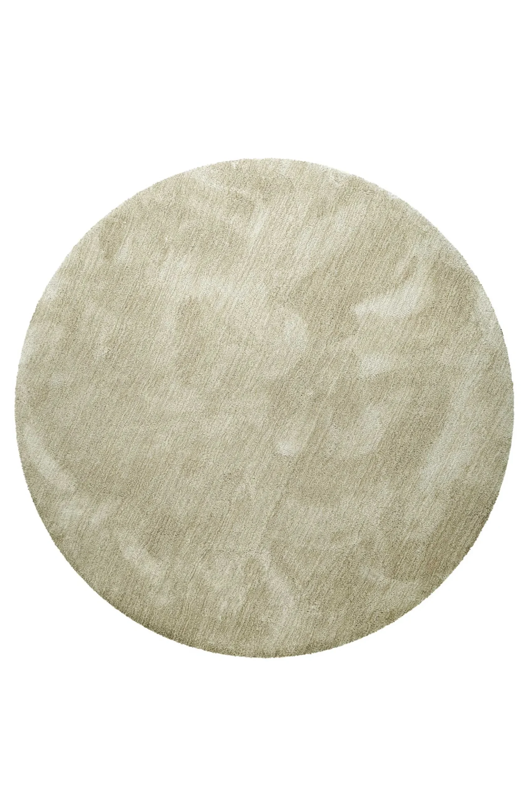 Teppich Rund Beige Sand meliert Hochflor "Pisa" Homie Living