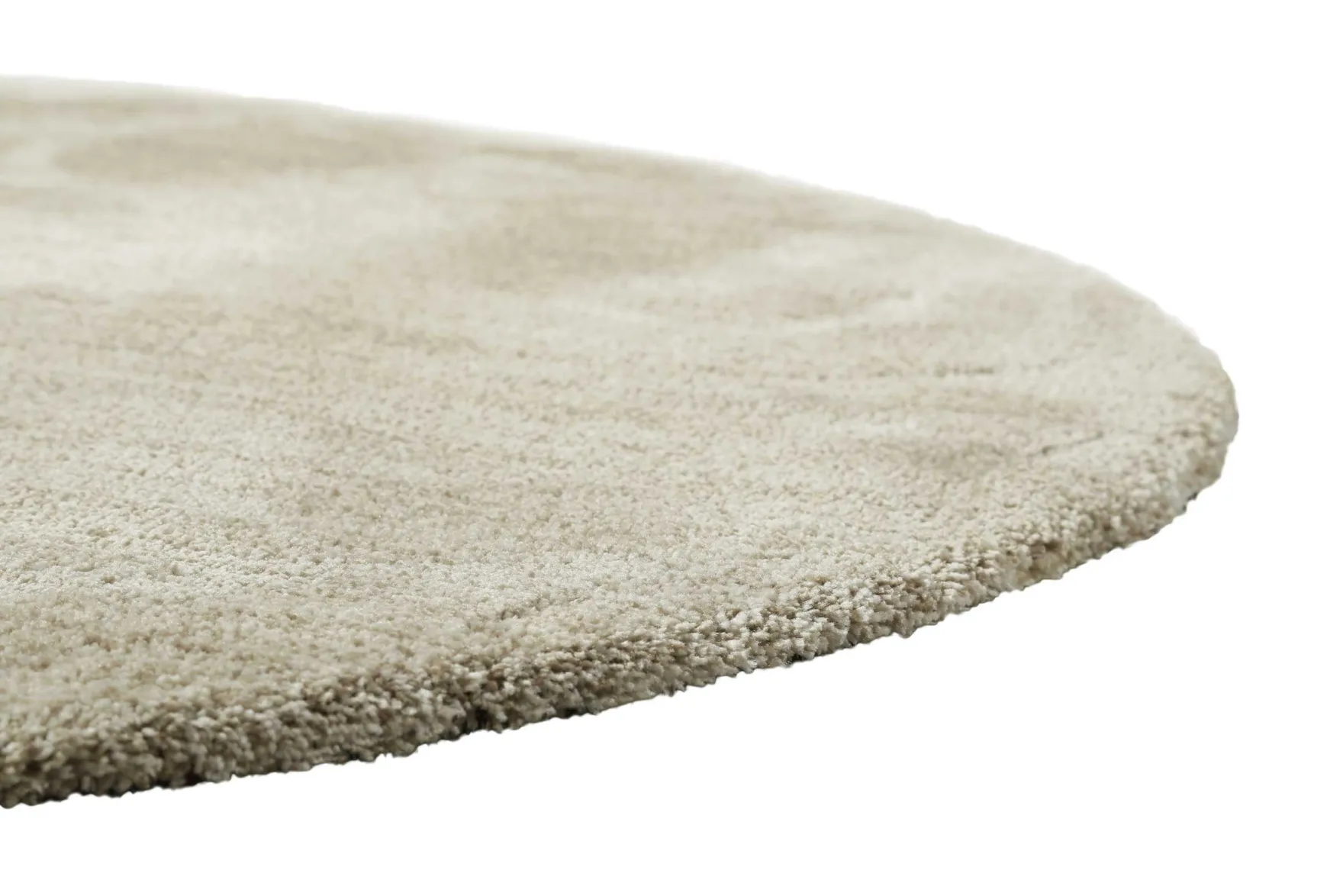 Teppich Rund Beige Sand meliert Hochflor "Pisa" Homie Living