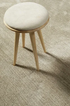 Teppich Rund Beige Sand meliert Hochflor
