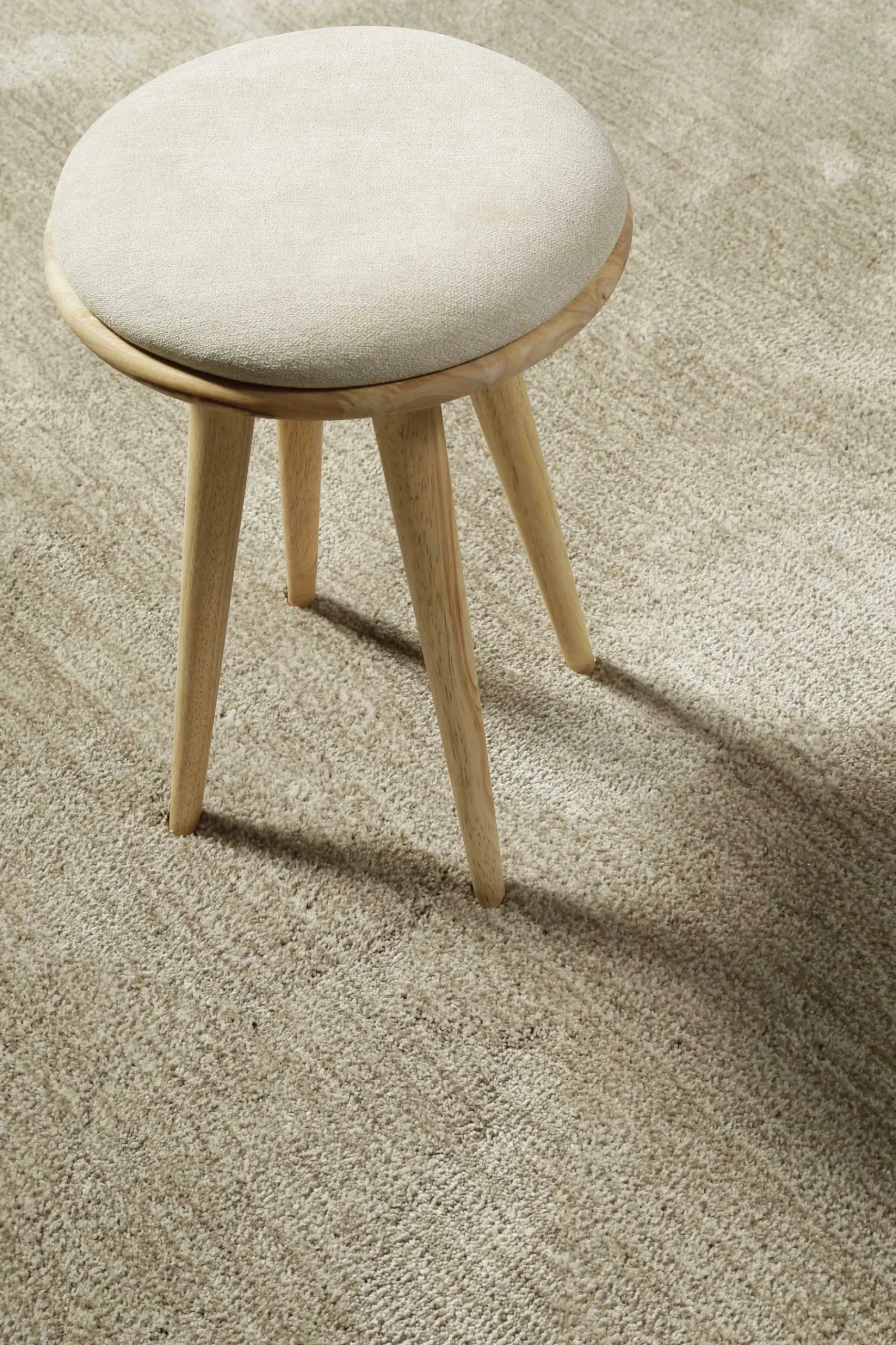 Teppich Rund Beige Sand meliert Hochflor "Pisa" Homie Living