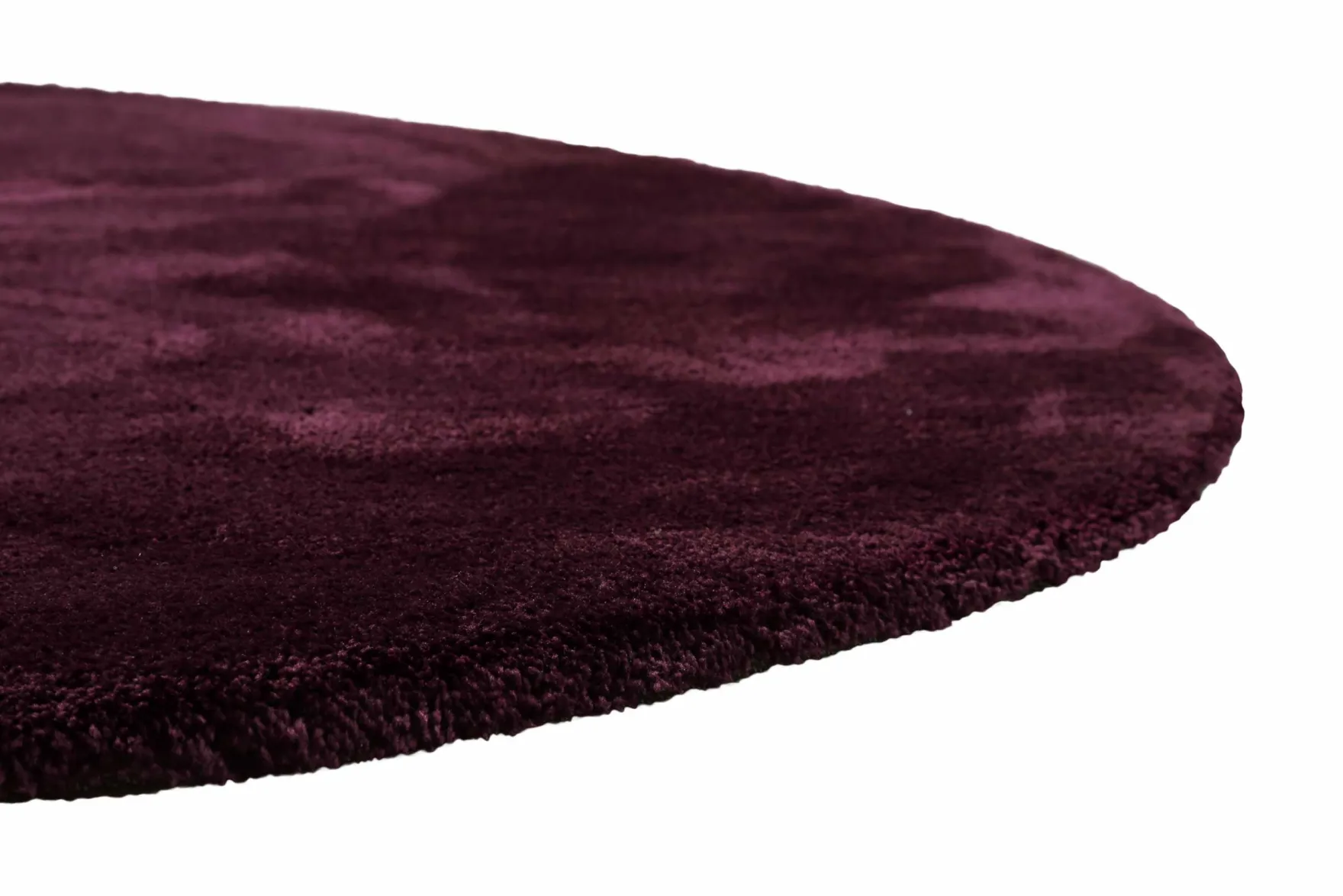 Teppich Rund Bordeaux Rot Hochflor "Pisa" Homie Living