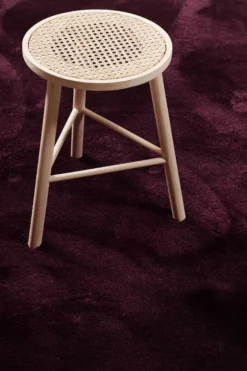Teppich Rund Bordeaux Rot Hochflor