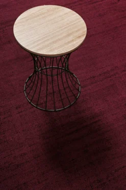 Teppich Rund Bordeaux Rot Kurzflor