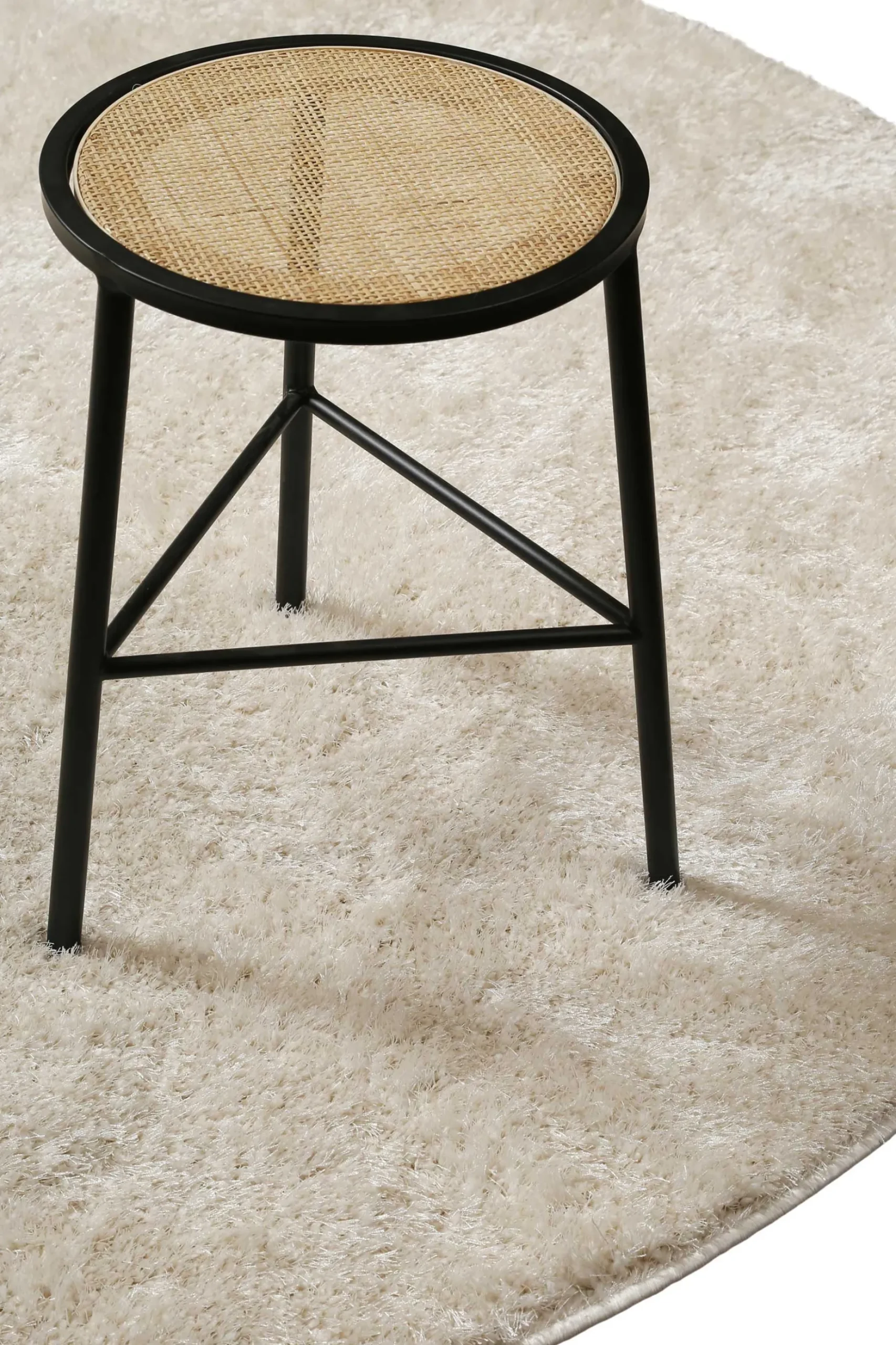 Teppich Rund Creme Weiß Hochflor "Fanny" WECONhome Basics