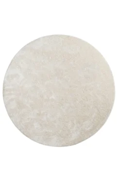 Teppich Rund Creme Weiß Hochflor