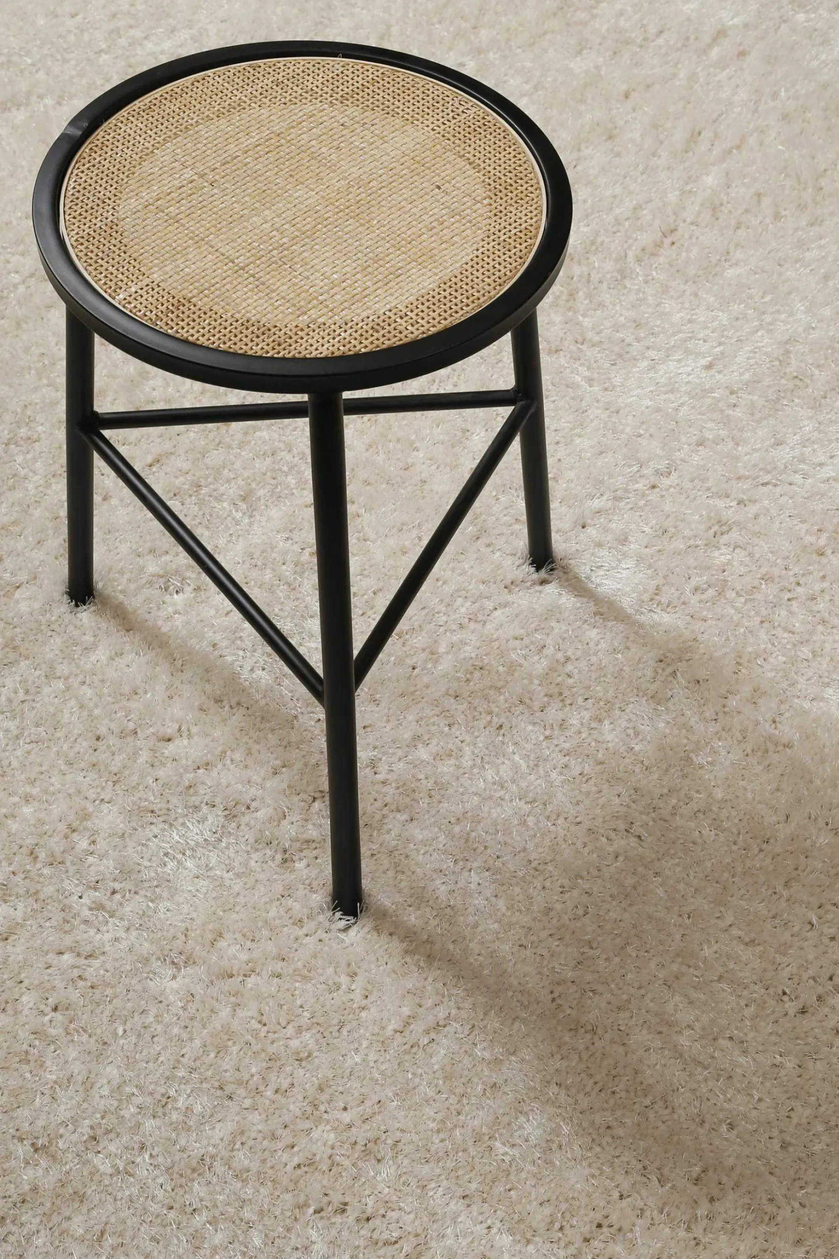 Teppich Rund Creme Weiß Hochflor "Flavio" Homie Living