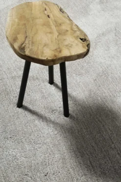 Teppich Rund Hellgrau Creme meliert Hochflor "Pisa" Homie Living
