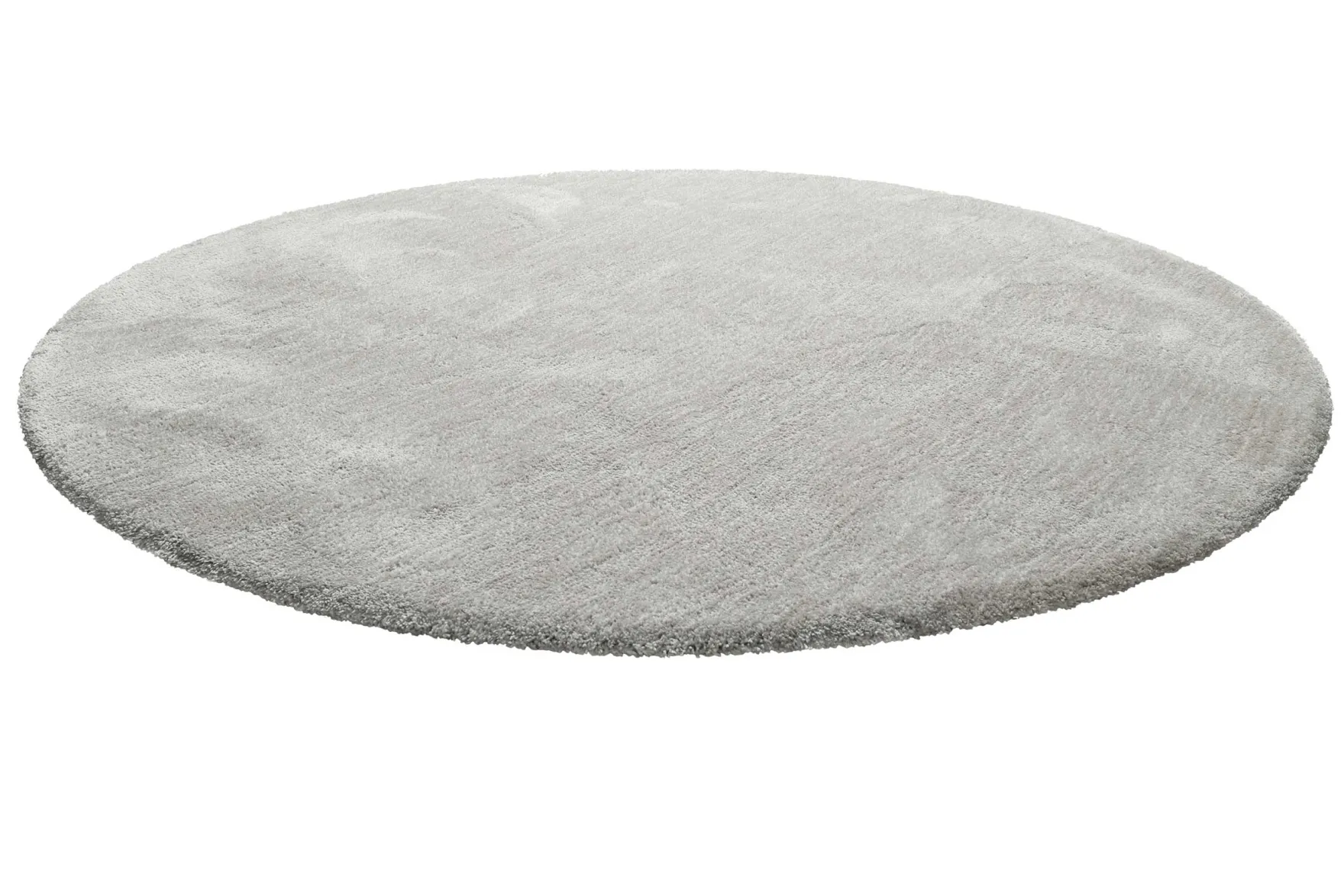 Teppich Rund Hellgrau Creme meliert Hochflor "Pisa" Homie Living