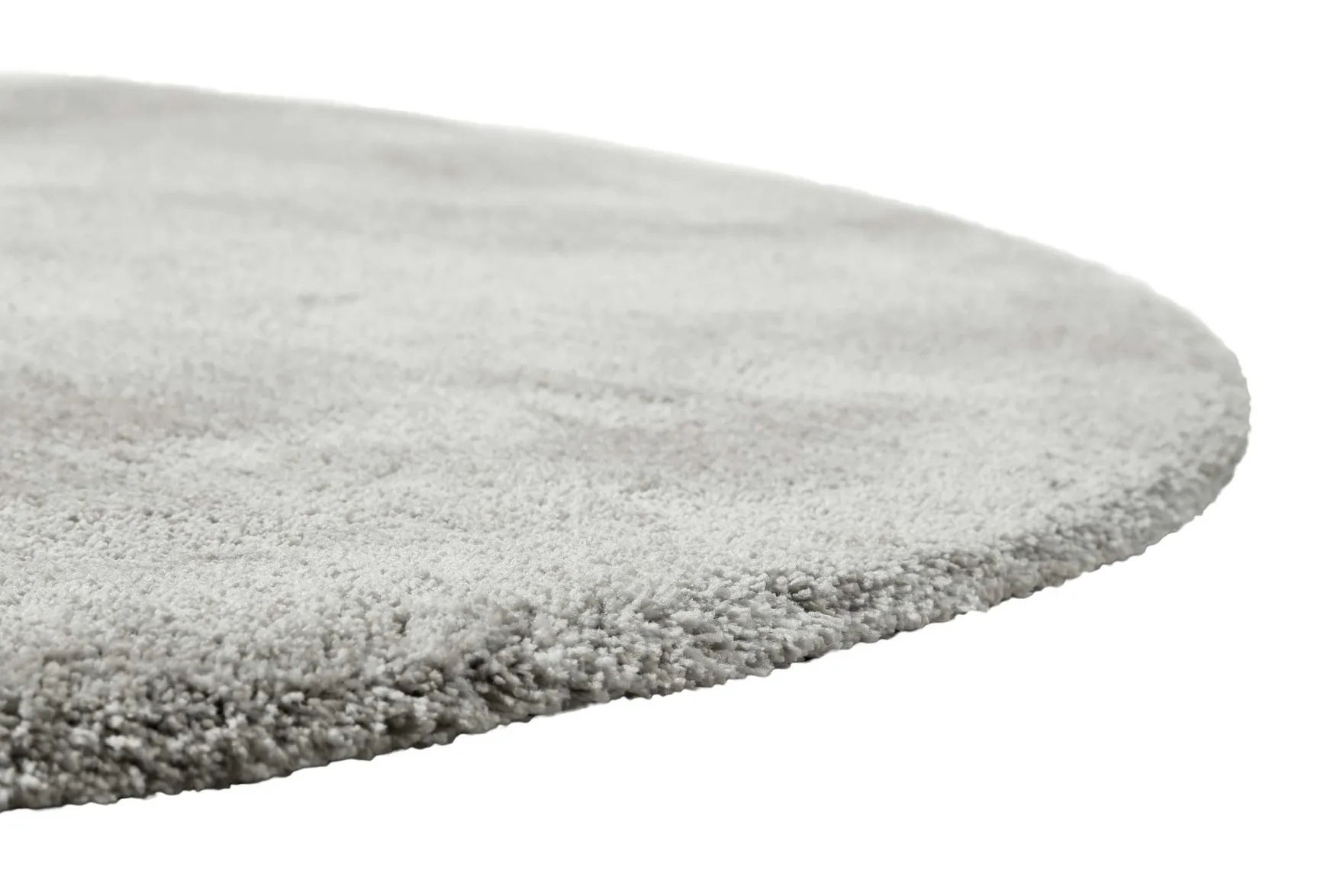 Teppich Rund Hellgrau Creme meliert Hochflor "Pisa" Homie Living