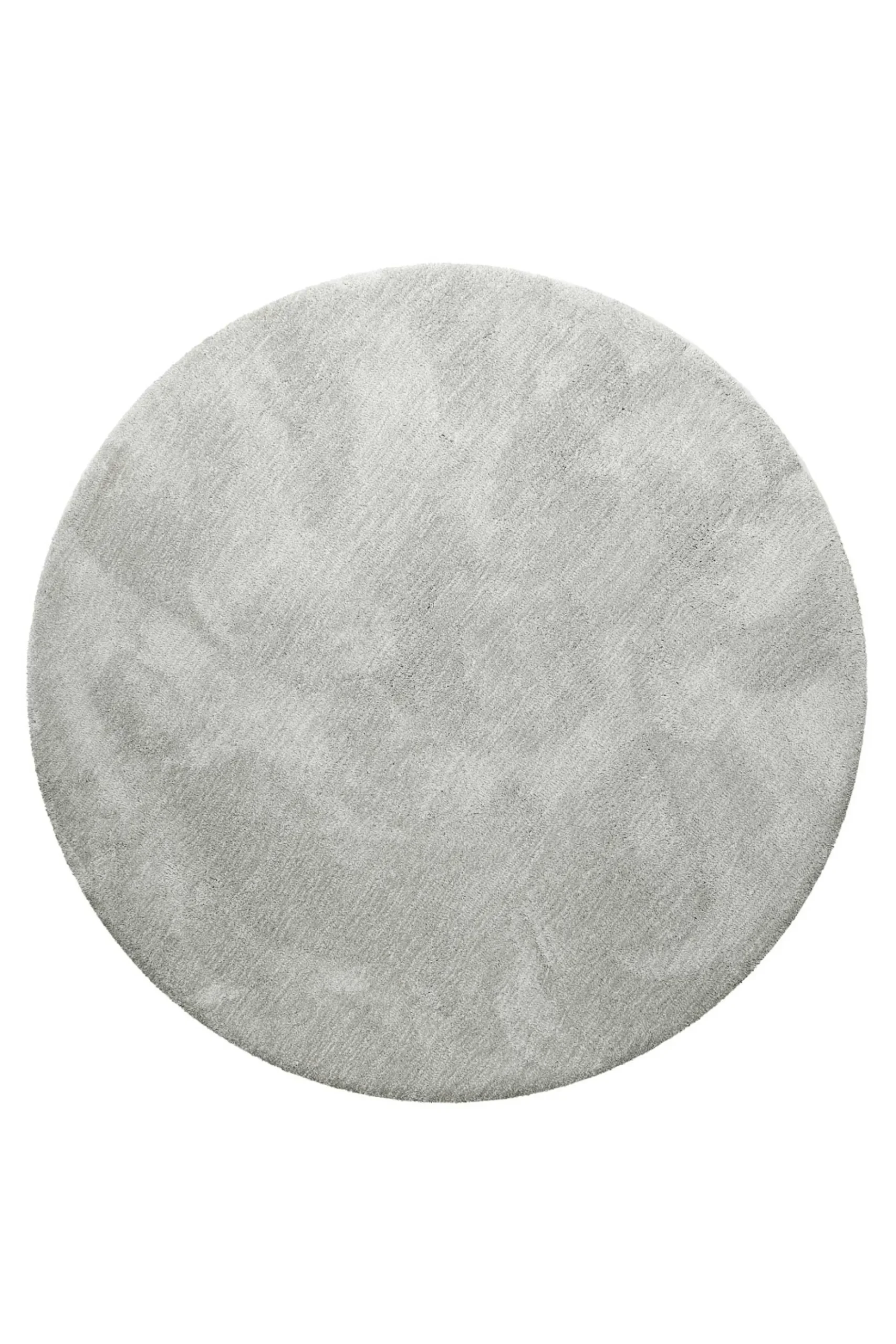 Teppich Rund Hellgrau Creme meliert Hochflor "Pisa" Homie Living