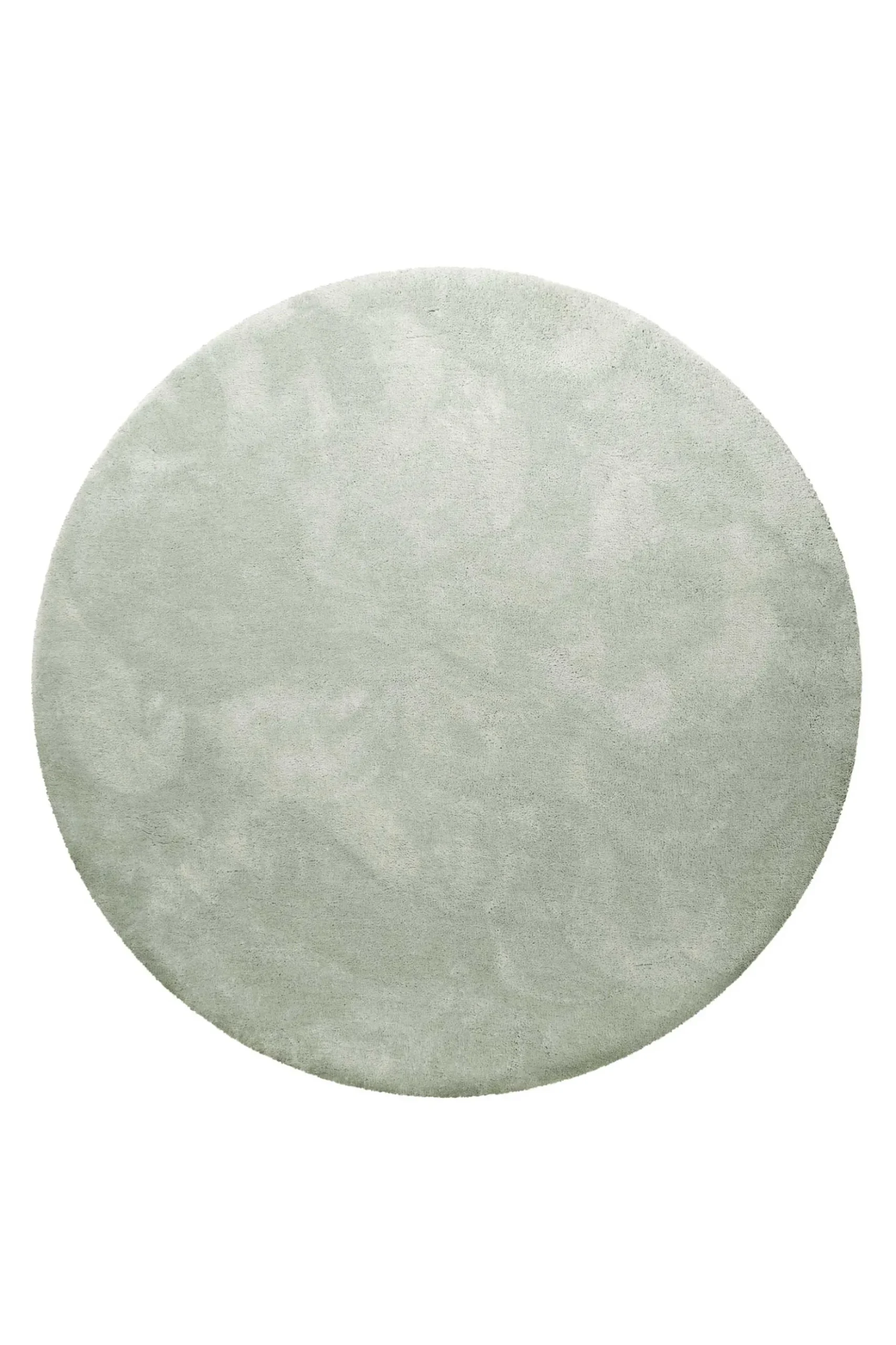 Teppich Rund Hellgrau Grün Hochflor "Pisa" Homie Living