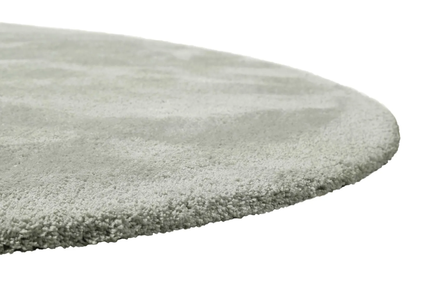 Teppich Rund Hellgrau Grün Hochflor "Pisa" Homie Living