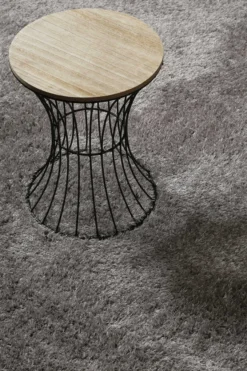 Teppich Rund Hellgrau Hochflor " Flavio" Homie Living