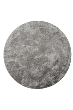Teppich Rund Hellgrau Hochflor 