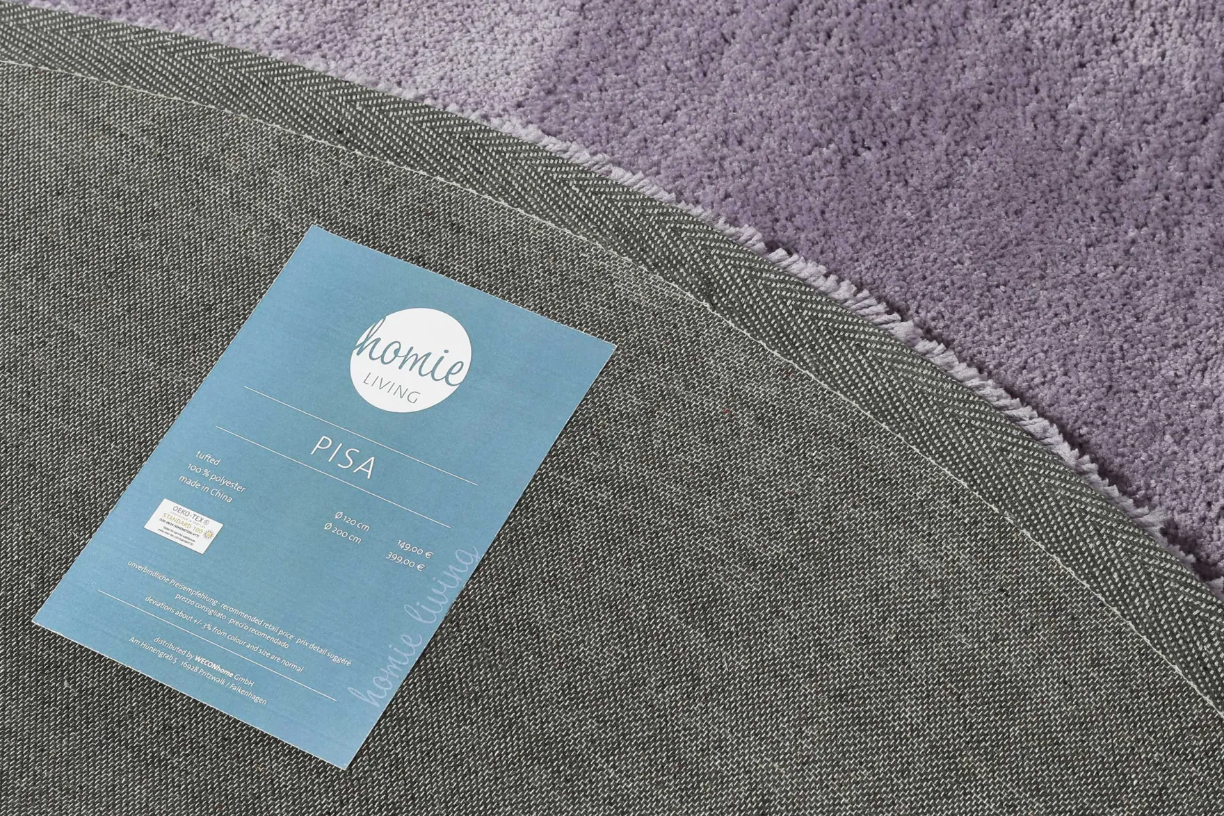 Teppich Rund Lila Hochflor "Pisa" Homie Living